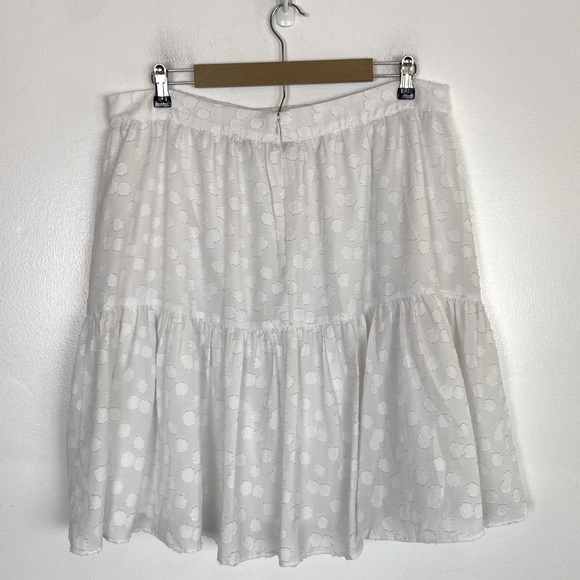 Ann Taylor Midi Skirt Size 16 White Ruffle Chiffon Polka Dot 3D Flower Lined - Picture 3 of 8
